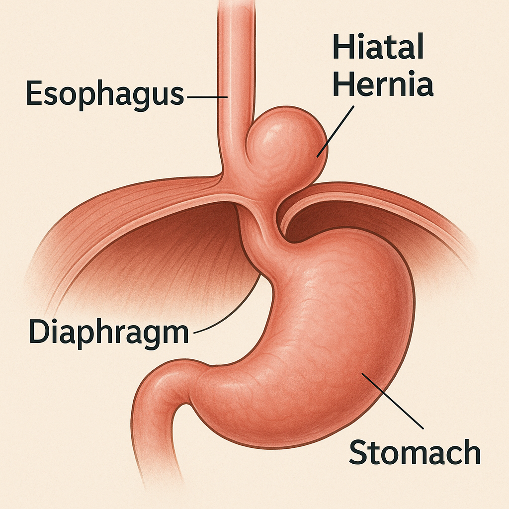 A hiatal hernia